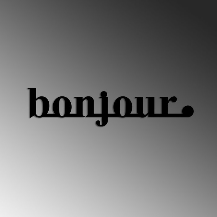 Wallity Bonjour Escultura de Pared de Metal Negra